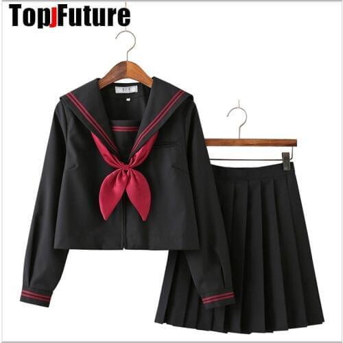 BLACK Orthodox college style Japanese student school uniform JK Uniform suit BAD GIRL cosplay sailor suit class suit top shirt