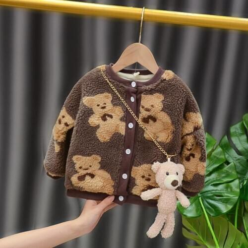 Unisex Boys Girls Winter Jacket Plus Velvet Thicken Warm Cartoon Baby Clothes Christmas Kids Outerwear Tops High Quality