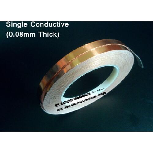 0.08mm thick) 100mm*30M Single Side Adhension Conductive Copper Foil EMI Masking Tape fit for PDA, Transformer