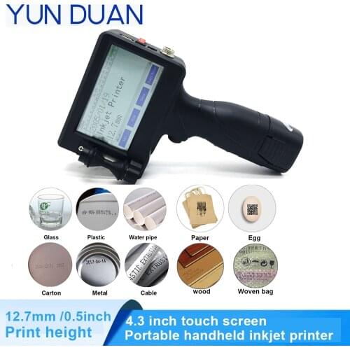 1/2 Inch Touch Handheld Inkjet Printer Laser Coder Label Print Machine With USB Import QR /Barcode/ Date/ Logo 12.7mm Printer