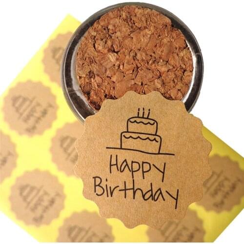120pcs Cute Happy Birthday Labels Sticker Adhesive Handmade Cakes Packaging Sealing Tags Sticker Wrap Tags Labels for Present