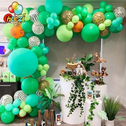 128pcs Jungle Animal Balloons Garland Kit Tiger Leopard Zebra Forest Safari Theme Birthday Party Decorations Kids Baby Shower