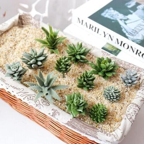 2PCS Plastic Mini Fake Plants Artificial Succulent Plants Flower Arrangement Accessories for Home Garden Wedding Decoration