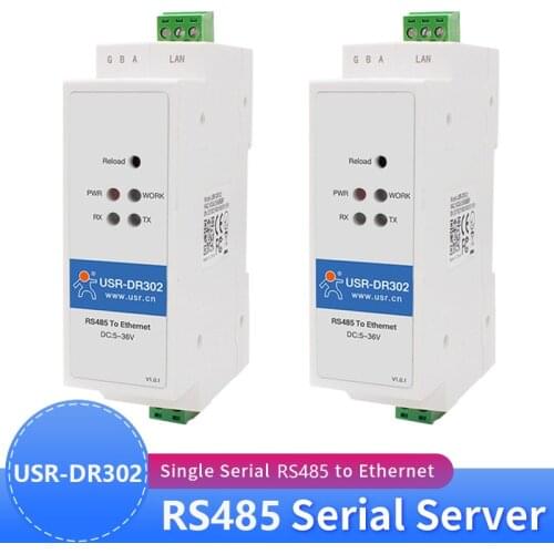 2PCS USR-DR302 Din Rail Serial RS485 to Ethernet TCP IP Server Module Ethernet Converter Modbus RTU to Modbus TCP unit 3