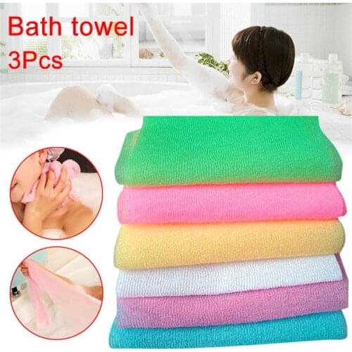3Pcs Nylon Mesh Bath Shower Body Washing Clean Exfoliate Puff Scrubbing Towel Wash Cleaning Tool CLH@8