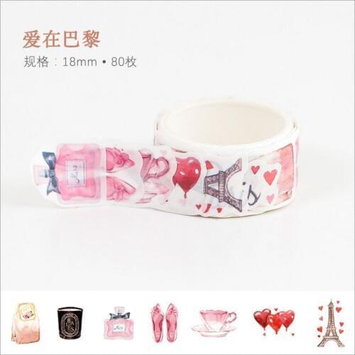 80pcs/roll Love in Paris romantic paris Decoration Washi Tape DIY Planner Diary Scrapbooking handcraft Masking Tape Escolar