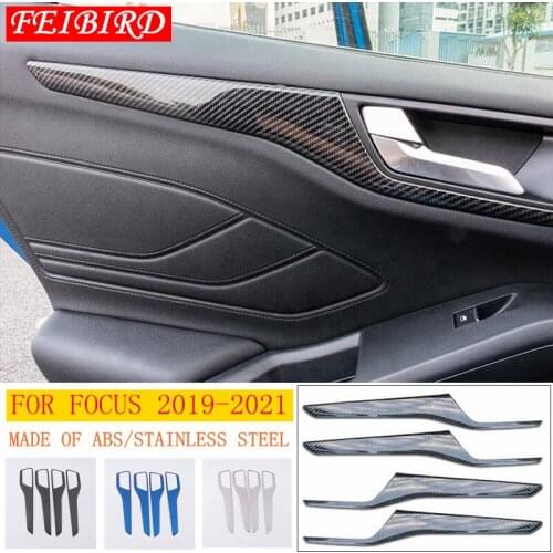 Accessories For Ford Focus 2019 ABS / STAINLESS STEEL Front Door Doorknob Handle Bowl Strip Molding Cover Kit Trim