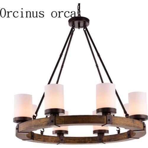 American country villa living room chandelier Candlestick round old wooden chandelier retro creative free shipping