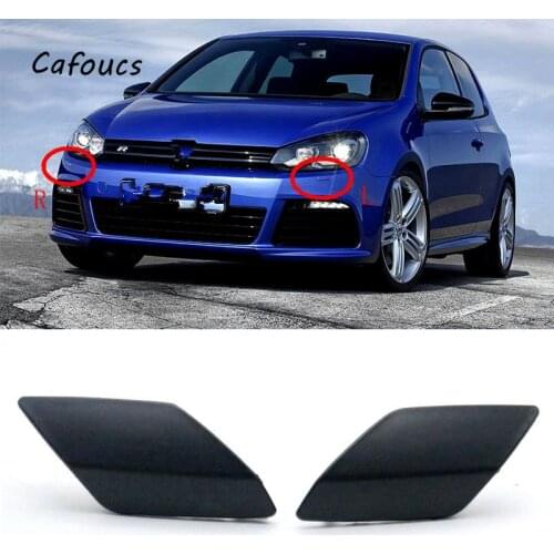 Cafoucs Car Front Bumper Headlight Washer Nozzle Cover Cap For VW Golf 6 MK6 R20 2009-2013