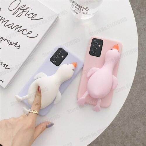 3D Cartoon Duck Reliver Stress Case for Samsung A32 A72 A52 A12 A42 A71 A51 5G Soft TPU Phone Cover For Galaxy M31S M51 A81 A91