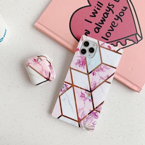 Marbling Print Case For Airpods Airpods Pro + Marbling Phone Case For iPhone 11 12 Pro Max SE Rubber Cover For iPhone XS Max XR