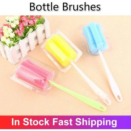 Cleaner Sponge Milk Bottles Brush With Handle Cleaning Utensils Brush Baby Bottle Cleaners Home Kitchen Tool Limpia Biberones