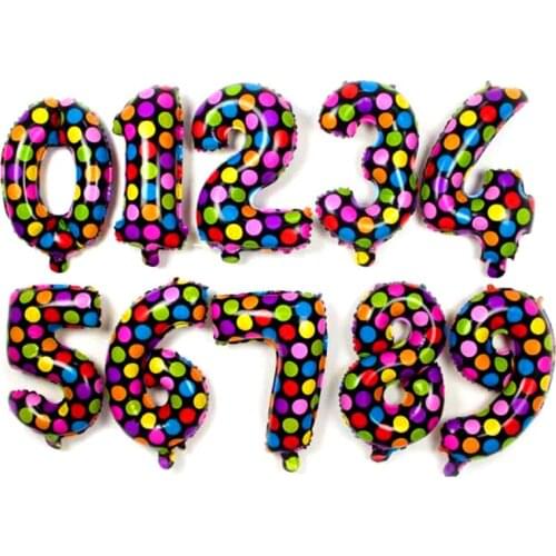 Number Digital balloon 1pc 18inch colourful dot number 0 to 9 foil balloons happy birthday party wedding decoration new style