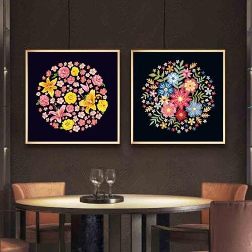 Home Wall Art Decor colorful Flower Posters Nordic Canvas Painting cartoon art Print for Modern Living Room Design wall Picture