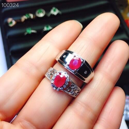 100% Natural Ruby Ring for Couples 5mm*7mm Translucent Ruby Silver Couples Ring Solid 925 Silver Ruby Jewelry