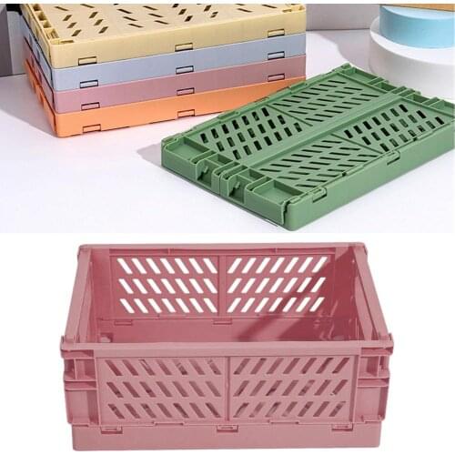 Mini Portable Simple Creative Baskets PP Shelf Home Storage Bin Organizer Stacking Folding Baskets Home Storage Accessories