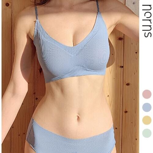 Norns New Summer Beautiful Back Bra Gathered Cross No Steel Ring Sexy Lingerie Female Receiving Vice Breast on Bra Set