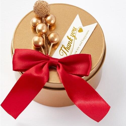 Creative wedding wedding candy box tinplate box European ins wedding candy box round gold birthday wedding party gift