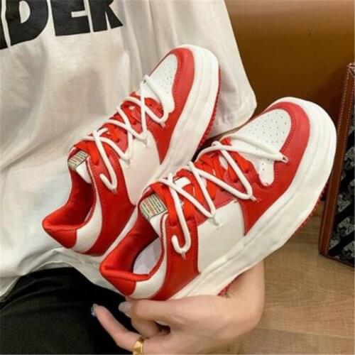 New ladies sneakers fashion leather stitching lace-up flat-bottom non-slip lightweight comfortable casual shoes women