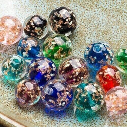 10pcs/lot 8mm Round Illuminated Flower Glass Loose Beads Luminous Lampwork Beads Handmade Crystal DIY Sewing Makings