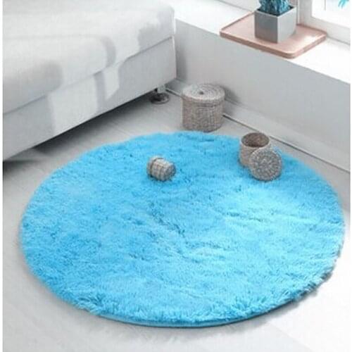 Round Soft Plush Carpet Nordic Shaggy Hair Rug Living Room Home Decor Hall Girl Bedside Mat Rug Long Wire Hairy Floor Mat