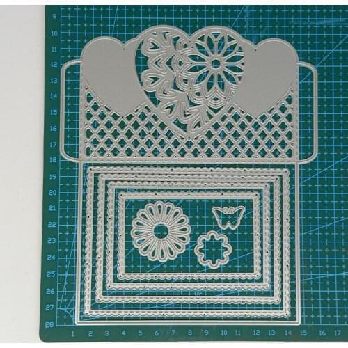 Metal Cutting Dies Heart Grid Rectangle DIY Stencils Scrapbooking Album Embossing Paper Card Making Decor 2021 Punch Template