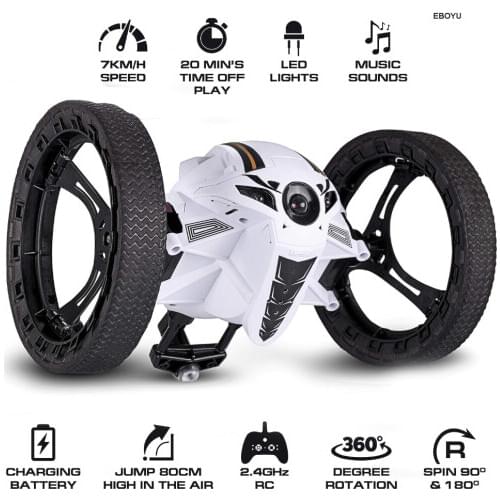 Mini RC Bounce Car Flexible Wheels High Speed Jumping Off-road car Machine With LED Night Electric educational Gifts Kids Toy