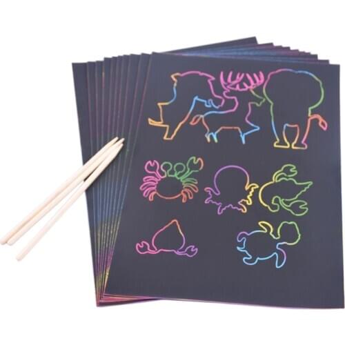 Scratch Rainbow Art Paper Set 50Pcs Magic Scratch off School Art Craft Supplies Kits for Fun DIY Toy