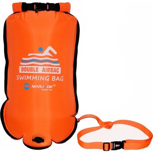 20L Inflatable Open PVC Swimming Buoy Tow Float Dry Bag Double Air Bag with Waist Belt for Swimming Water Sport Safety bag