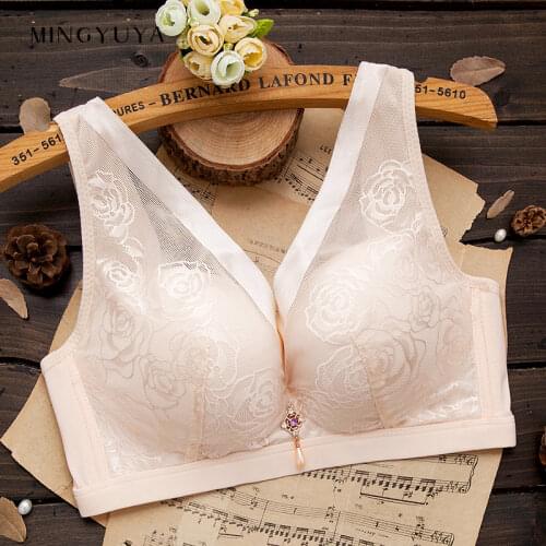 Large Size Underwear Plus-sized Womenswear mm No Rims Large Bust Small Bra Thin Breast Holding Vest Bra CD Full Cup lingerie
