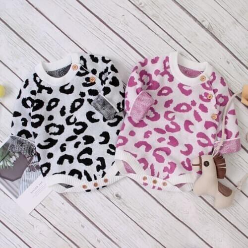Autumn Infant Rompers Baby Girls Boys Animal Leopard Print Rompers Kids Bodysuit Black Pink Outfits
