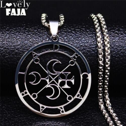 Stainless Steel Demon Seal Necklace Silver Color Satan DECARABIA Necklaces & Pendants Women/Men Jewelry collares mujer N306903