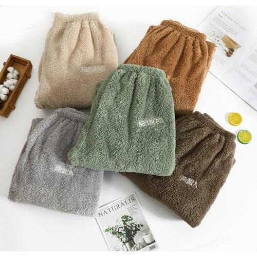 New Sleep Bottom Women Winter Full Length Pajama Pants Flannel Casual Soft Warm Daily Homewear Plus Velvet Couples Ulzzang Loose