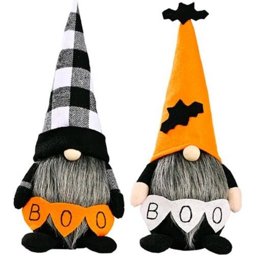Halloween Boo Gnomes Plush Decor Handmade Swedish Gnomes Plush Elf Scandinavian Autumn Tomte For Thanksgiving Home Decoration