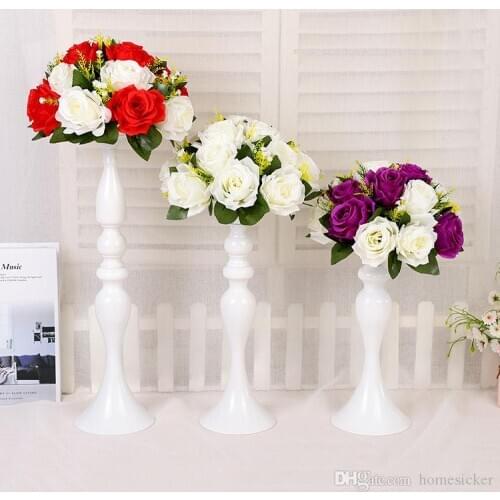 Wholesales Height 32/38 / 50cm Wedding Candle Holder Romantic Standing Wedding Candlestick Wedding Flower Stands White Candelabr