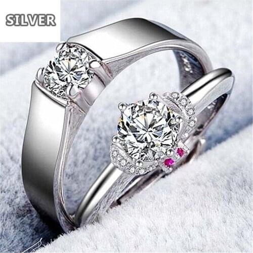 Sell lots of lovers ring men and women get married diamond ring opening platinum plated single ring