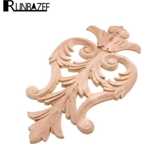 RUNBAZEF Wood Applique Short Patch Furniture Floral TV Background Wall Home Decor Decoration Accessories Flower Figurine Globe