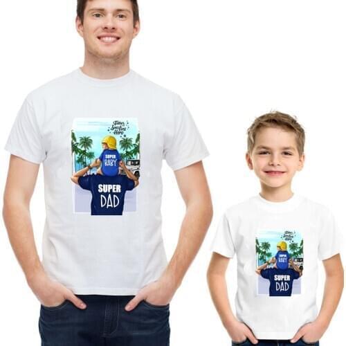 Family Matching Clothes Outfits Look Father Son T Shirt Shirts Family Clothes Child Tees Super Dad Baby Letters Print Tops