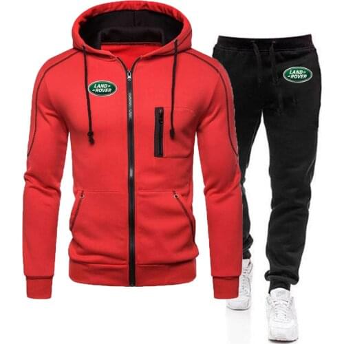 Tracksuit Land Rover Print Sport Jacket & Pant Mens Warm Sports Suit Casual Men Clothing Jogging Fitness Sportswear Training Set