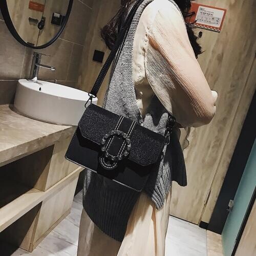 FuAhaLu luxury handbags designer lock stitching fur shoulder bag fashion Korean messenger bags crossbody bags for women