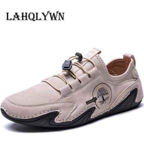 Large size cowhide flat shoes mens spring summer new retro casual shoes trend driving shoes octopus mens shoes H670