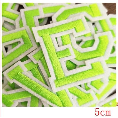 Embroidery English Letter Light Green color Patches Iron on Sticker 3D Stripe Diy Name Brand Logo