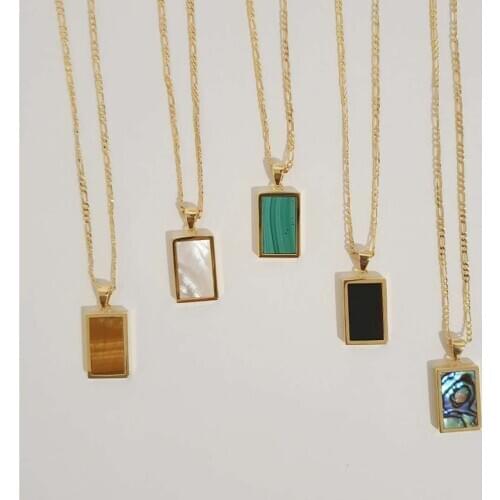 Vintage Abalone White Green Shell Opal Pendant 18K Golden Chain Necklaces for Women Stainless Steel Jewelry Mom Girls Gifts 2021