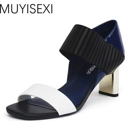 Women Sandals Mixed Color Women Gladiator Sandals High Heels Summer High Heel Sandals HL81 MUYISEXI