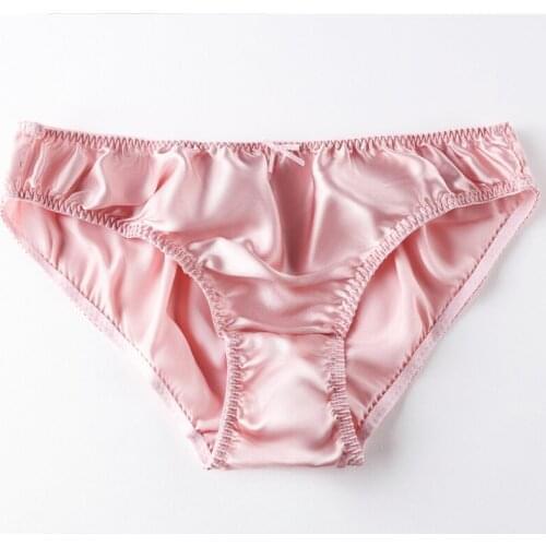 Womens 100% Mulberry Silk Panties Fashion Lace Briefs Large Size Comfortable Breathable Panties Solid Color Seamless Lingerie