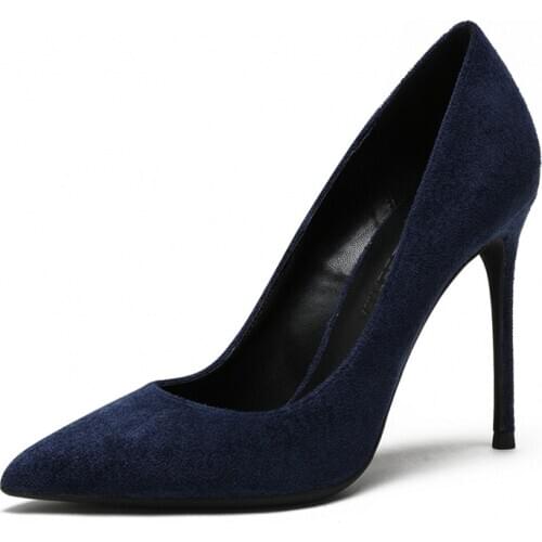 High Heels Red Sheepskin Suede Women Pumps Super Black Slip On High Quality Ultra Stiletto Extreme Pointed Toe Shoes N0032