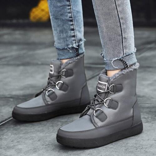 Women Snow Boots Size 43 Waterproof Non-slip Plush Thickening Woman Cotton-padded Shoes 2021 Winter New Female Platform Shoes