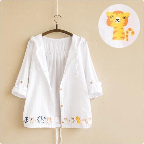 Women Sweet Japan Casual Cute Loose Cardigan Solid Outerwear Lolita Cute Kawaii Female Cat Cardigan Hooded Jacket