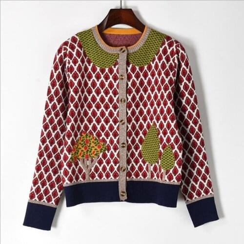 Womens Cardigan Long Sleeve Spring 2020 Fashion Lady Runway Tops Long Sleeve Applique embroidery designer knitted sweater OM251