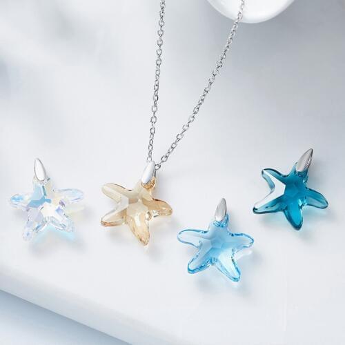 New Starfish Pendant Necklace For Women Original Crystals From Swarovski Chic S925 Silver Collares Simple Trendy Christmas Gift